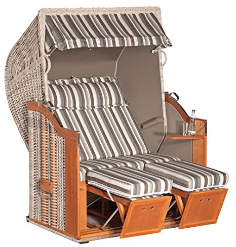 Müsing Classic Strandkorb Halbliegemodell 2-Sitzer Antik Weiß