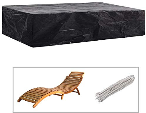 MOONAIRY Garten Sonnenliege-Abdeckung 8 Ösen, Schutzhülle für Sonnenliege, Gartenliege Schutzhülle, Liegestuhlbezug, Gartenmöbel Abdeckung, Winterfest, 218x77x55 cm