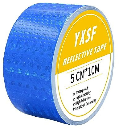YXSF Cinta Reflectante Azul de 5 cm x 10 m - Ideal para Vehículos de Emergencia y Seguridad Industrial