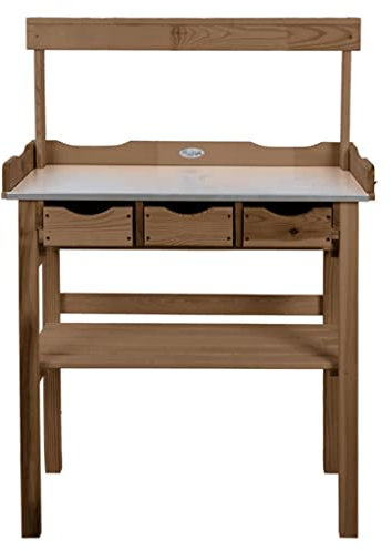 Esschert Design Pflanztisch mit Schublade und Ablage Braun