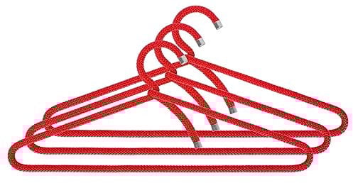 Peppermint Products Hanger | Set di 3 fermagli in tessuto in corda | Staffa di design antiscivolo per giacche, camicie, pantaloni | Design: Roman Luyken | Gruccia per armadio e guardaroba (rosso)