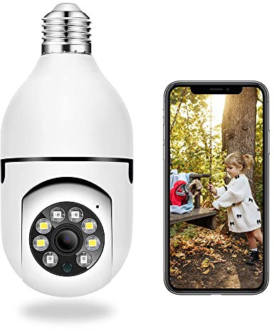 YUMIN Wireless wifi light bulb camera security , Dome Surveillance Camera, Light 1080P 5Ghz/2.4Ghz 360 Degree Outdoor Panoramic IP Camera, night vision, motivation detection