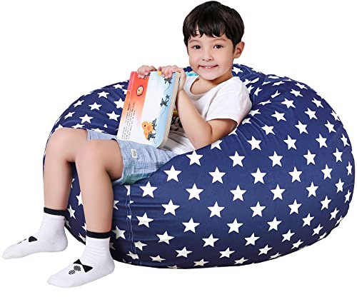 Lukeight Sitzsack für Stofftiere, für Kinder, mit Reißverschluss, zur Organisation von Stofftieren, Sterne, Sitzsack, Stuhlbezug, (ohne Bohnen), Größe XL