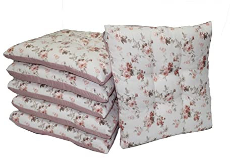 Russo Tessuti Set 6 Cuscini Copri Sedie Effetto Marmo Laccetti Imbottiti Coprisedie Marmo-Cipria