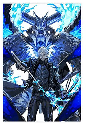 FISH DRAGATE Leinwand-Poster, Devil May Cry 34, Wandkunst, Dekoration, Bild, Gemälde für Wohnzimmer, Schlafzimmer, Dekoration, Rahmen-Stil, 20 x 30 cm