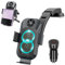 Olycism 15W Qi Fast Wireless Charger Car Cell Phone Mount With Charging Function Double Coil Automatic Induction Wireless Car Chargers For Galaxy Z Flip 5-2 compatible with iPhone Google (black)