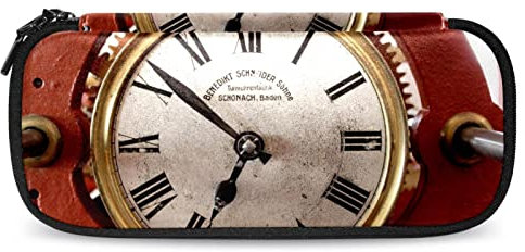 PU-Leder Federmäppchen Schreibwaren mechanische Uhr Turm
