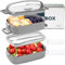 Bugucat Lunchbox 1600ML, 3 in 1 Bento Box Brotdose Auslaufsicher Luftdichte Brotzeitbox mit Fächern und Besteckset,Frühstücksbox Jausenbox für Unterwegs,Brotbüchse Vesperdose für Erwachsene Grau