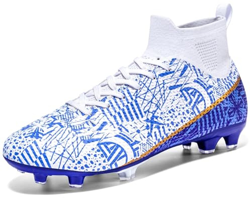 sudorun Scarpe da Calcio Uomo Bambino AG FG TF Turf Scarpe da Calcetto Unisex All'aperto Scarpe da Allenamento Teenager Training Scarpe (DW,1101 FG Bai_46)