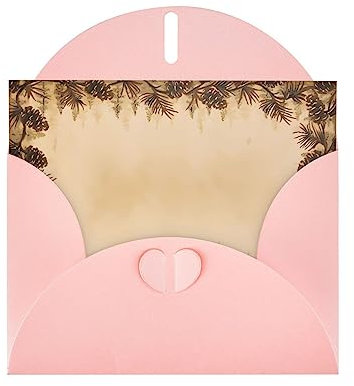 Rosa Tannenzapfen Rand hochwertige Perle Papier Grußkarte :>> 10,2 x 15,2 cm, für Geburtstagskarte, Party-Einladungskarte