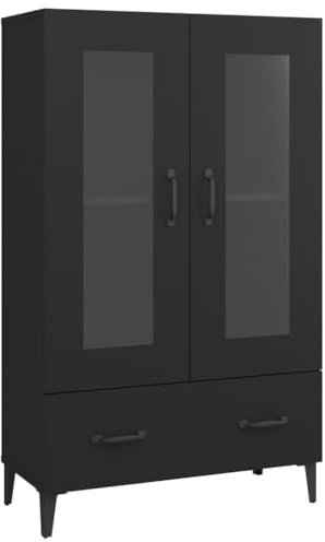 vidaXL Highboard, Sideboard mit Stauraum, Schrank Anrichte für Wohnzimmer, Beistellschrank Mehrzweckschrank, Schwarz Holzwerkstoff
