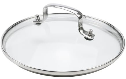 Woogim Edelstahl-Topfabdeckung aus gehärtetem Glas, 20,3 cm, mit Griff für Universal-Deckel für Bratpfanne, Wok-Topf, Suppentopf, Dampfgarer, Bratpfannen, 1 Stück, transparent