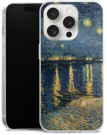 Slim Case extra dünn kompatibel mit Apple iPhone 15 Pro Silikon Handyhülle transparent Hülle Vincent Van Gogh Kunst Malerei