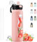 Kodrine Wasserflasche mit Strohhalm und Tragegriff, Glas-Wasserflasche, 680 ml, auslaufsicher, verschließbarer Deckel mit weichem Silikonauslauf, kleine transparente Wasserflasche,