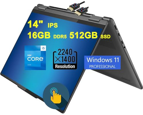 Lenovo Yoga 7i 2-in-1 Laptop | 14 2.2K IPS Touch 100% sRGB Glossy | 13th Gen Intel 10-Core i5-1335U >i7-1255U | 16GB DDR5 512GB SSD | Backlit Fingerprint Thunderbolt Win11Pro Gray + 32GB MicroSD Card