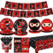 Ninja Birthday Party Decoration Tableware Set, 142pcs Plates and Napkins Supplies Include Warrior Plates Napkin Cups Tablecloth Banner for Ninja Master Birthday Decor