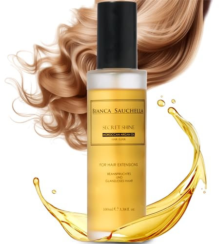 Bianca Sauchella Secret Shine Moroccan Arganöl,Haaröl,Feuchtigkeitsspeichernd für Extensions,Echthaar Extensions & Eigenhaar, Reich an Vitamin E, Carotin,Squalane + Hitzeschutz, 100ml