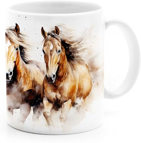 SpecialMe® Tasse Pferde-Motive Wintermotive XMAS Geschenk für Pferde-Liebhaber Pferdefans Mädchen 2 weiß standard