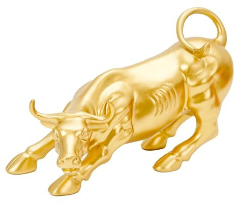 AMOIENSIS Wall Street Bull Statue Replik 25,4 cm Harz Stock Investoren Wall Street Icon Statue Geschenke, New York Stock Exchange Investment Symbol Figur