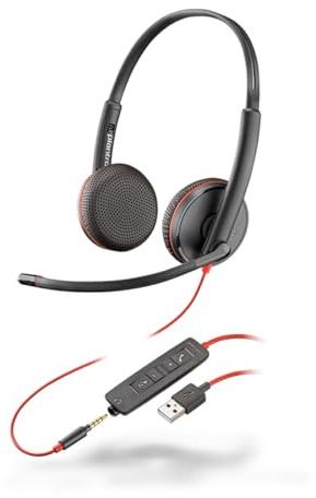 POLY Blackwire C3225 Top Auricolare Cablato A Padiglione Ufficio Nero
