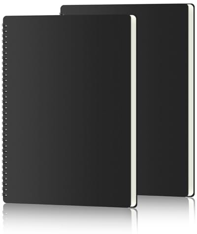 A4 Notizblock,2 Stück Spiral-Notizbuch A4, liniertes Papier, 21 x 29 cm, 50 Blatt/100 Seiten, Spiral-Notizbücher, Hardcover-Notizblock für Büro, Schule, Business, Schwarz