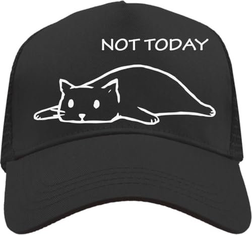 Functon+ Not Today Lazy Cat Trucker Cap Mesh Back Adjustable Snapback Hat Black, Schwarz , Einheitsgröße