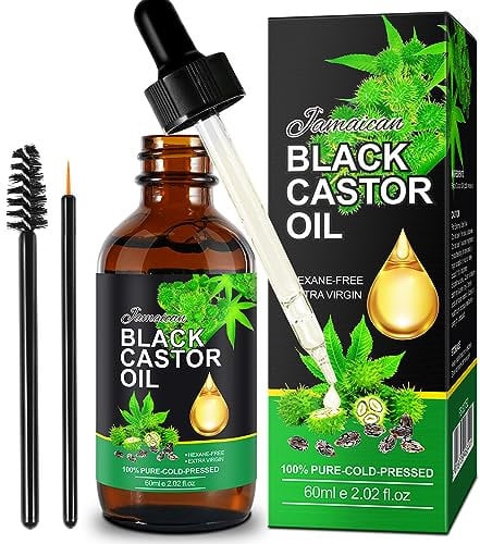 RizinusöL Haare für haare, 60 ml Black Castor Oil für Haare, castor oil for für Haarwachstum & Hautpflege, 100% reines ätherisches RizinusöL Bio für Augenbrauen und Wimpern, rizinusöl kaltgepresst