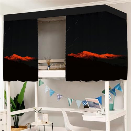 Treer Bettvorhang Hochbett Etagenbett Blackout Vorhänge Staubdicht Betthimmel Hochbett Kinder Bettzelt Schlafsaal Bettvorhänge Schlafzimmer Studentenwohnheim (Sonnenaufgang,Top)