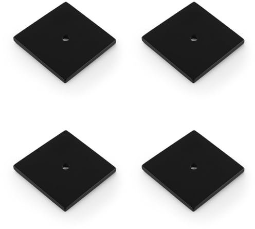 4 Pack - Square Kitchen Door Knob Backplate - Matt Black 45mm x 45mm Cabinet Plate