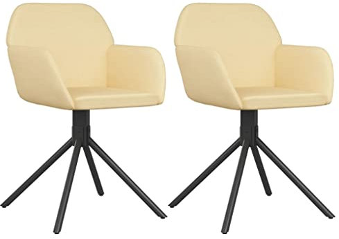 QJBSAVVA Stuhl Küche Esszimmerstühle Modern Essstühle Armlehnstuhl - Esszimmerstühle 2 STK. Drehbar Creme Samt für Esszimmer Küche Wohnzimmer Schlafzimmer