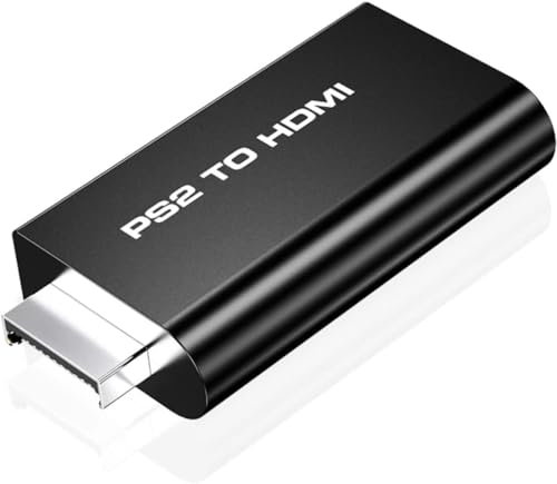 Beigemo Adaptateur convertisseur PS2 vers HDMI Convertisseur vidéo PS2 HDMI avec sortie audio 3,5 mm pour moniteur HDTV HDMI, compatible avec tous les modes d'affichage PS2