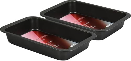 Premium Non Stick Carbon Steel Oblong Lasagne Baking Roasting Pan 36.3 x 24.5 x 5.5cm (2 Pans)
