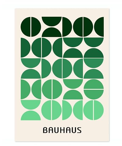 Ombre-Grünes Bauhaus-Poster, Mitte des Jahrhunderts, moderner Wanddekordruck, abstrakte geometrische Wandkunst, Boho, abstrakte Kunstwerke, Architektur, archivarisch, matt, 50 x 70 cm (nur Druck) – 50