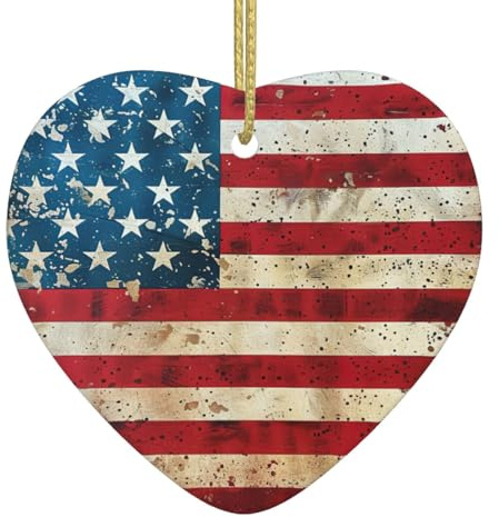 Mini-Weihnachtsdekoration mit USA-Flagge, Keramik, Weihnachtsbaumdekoration, Weihnachtsgeschenke