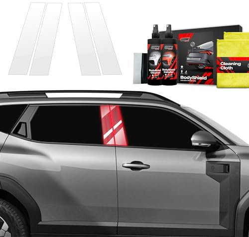 GRIZZ GLASS - Lackschutzfolie Transparent - Steinschlagschutzfolie - Selbstklebend, mit Montage-Set - Kompatibel mit Dacia Duster (2024) - für Säule x4