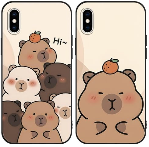 PBNDJVG Kawaii Phone Cases Funny Capybara Case for Apple iPhone XS Max 6.5 Inch, Anime Cartoon Cute Pattern Shockproof Soft TPU Silicone Gel Drop Protection Case for Women Girls
