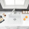 Bokaiya White Kitchen Sink, 55x45cm Quartz Composite Kitchen Waste Kit, Drop in Topmount Single Bowl, Small Sink with 2 Tap Holes and Siphon, Overfolw, Suitable for Workstation