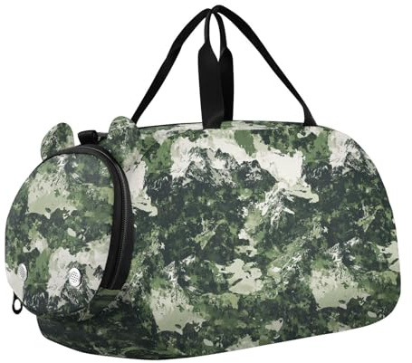 Sporttasche mit Schuhfach, großes Fassungsvermögen, für Reisen, Sport, Reisetasche, Wochenendtasche, Camouflage, Grün, Camouflage, Bolso Viajero, Armee-Camouflage, Grün, Camouflage, Modern
