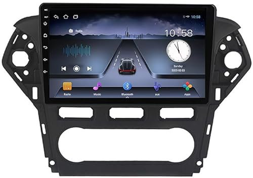 ALOEU 9 Zoll Bildschirm Doppel Din Autoradio Mit GPS Navi Für Ford Mondeo 4 mk4 2010-2014 Android 14 Autoradio GPS Unterstützen DAB+ Lenkradsteuerung 4G WiFi Bluetooth Carplay
