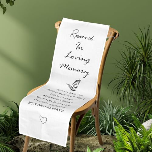 Stuhlschild zur Hochzeit, 127x33 cm Leinen Reservierten Sitzplätzen Gedenkschild Reserviert in Liebevoller Erinnerung Reserviert einen Platz für jemanden im Himmel als Dekoration und Andenken