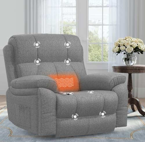 BareTay Lift Chair Recliners for Elderly, Recliner Chair with Massage&Heat, Extended Footrest, Oversized Recliners Armchair Lounge Sofa with Type C+USB Ports (New Dark Grey)