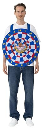 Blues Group Officially Licensed Bullseye Dartboard Tabard – Fun Novelty Fancy Dress with 3 Velcro Balls – One Size Fits Most Adults – Classic 80s TV Show Costume