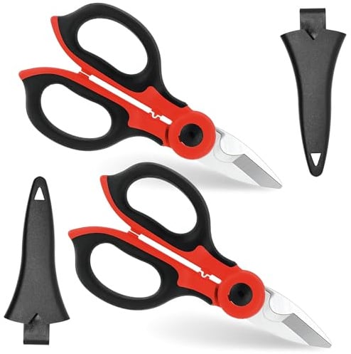 FRAVAST® Pack de 2 Tijeras Electricista con Funda + Manual Exprés Digital Gratis | Tijeras Electricista Profesional Multifunción 155mm