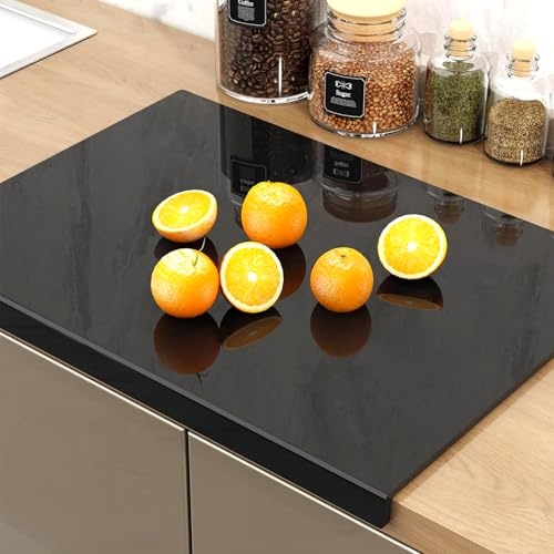 Acrylic Chopping Board (40x30x3cm) - BPA-Free Food-Grade Black Cutting Board with 8 Non-Slip Pads, Thickened Kitchen Chopping Board for Countertop Protection