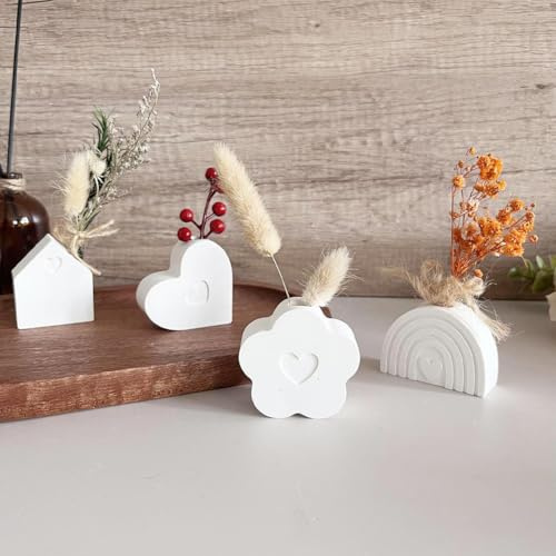 4 pcs Silicone Moulds, 3D Silicone Mould Candle Holders, DIY Plaster Moulds for Casting Flower Arrangements, Taper Candles, Tea Lights, Party Decorations