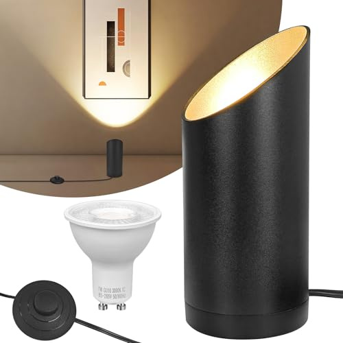 Idealife LED da Terra,3000K Bianco Caldo per Piante, Decorazione, Arte, 1Pc | 7W Faretti da Muro, Lampada da Terra per Interni con Lampadina 520LM LED GU10, Faretto con Interruttore a Pedale