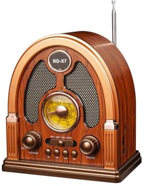 Qneye Portable Vintage AM/FM/SW Radio with Bluetooth Speaker, Retro Design