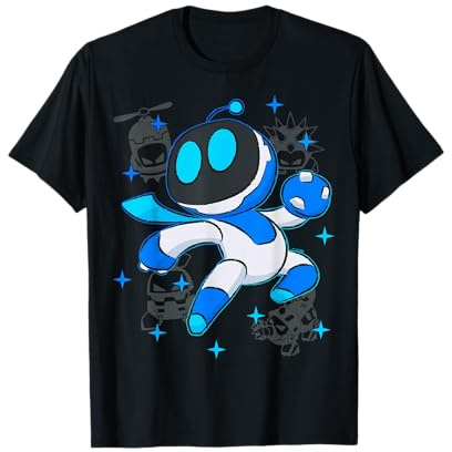Astrobot PlayStation's Astro Bot Fighting Enemies in Space Maglietta