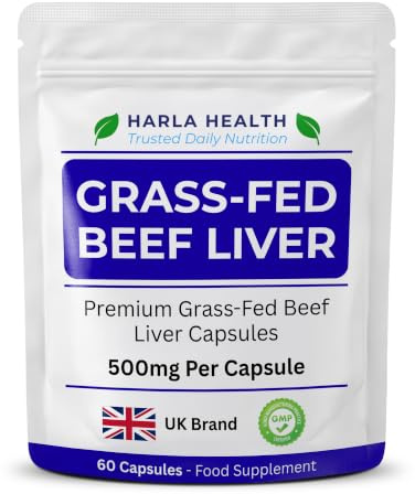 Harla Health Grass Fed Beef Liver Capsules 1000mg per Serving | Freeze Dried Bovine Liver Supplement | High Strength Iron, B12 & Vitamin A | Supports Energy, Immunity & Vitality | 60 Capsules