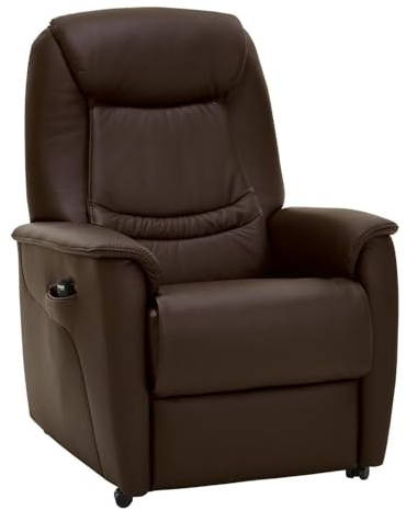 Relaxsessel mit Aufstehhilfe & Motor – Fernsehsessel Leder Schokobraun – Elektrische Liegefunktion mit Fernbedienung – Seitentasche – Sitzhöhe 47 cm – Belastbar bis 110 kg – Komfortabler Ruhesessel